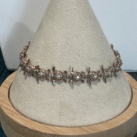 Vintage Sterling Silver Crystal Quartz Stone Turtle Link Bracelet Signed 925 - Picture 1 of 8